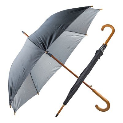 489701 MANGOSTAN SİYAH AHŞAP SAPLI ŞEMSİYE