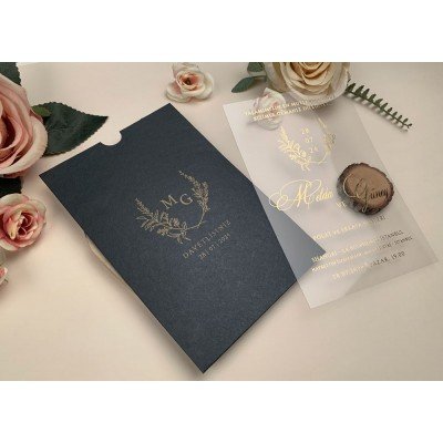 Düğün - Nişan - Sünnet Davetiyesi Elite Şeffaf Asetatlı Davetiye - 85832