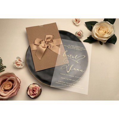 Düğün - Nişan - Sünnet Davetiyesi Elite Şeffaf Asetatlı Davetiye - 85833