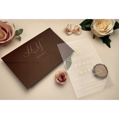 Düğün - Nişan - Sünnet Davetiyesi Elite Şeffaf Asetatlı Davetiye - 85846