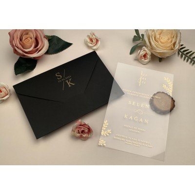 Düğün - Nişan - Sünnet Davetiyesi Elite Şeffaf Asetatlı Davetiye - 96938