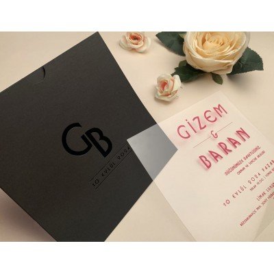 Düğün - Nişan - Sünnet Davetiyesi Elite Şeffaf Asetatlı Davetiye - 96940
