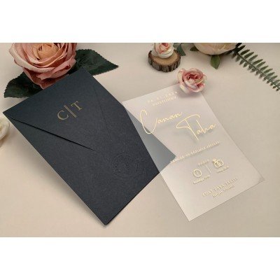 Düğün - Nişan - Sünnet Davetiyesi Elite Şeffaf Asetatlı Davetiye - 96956