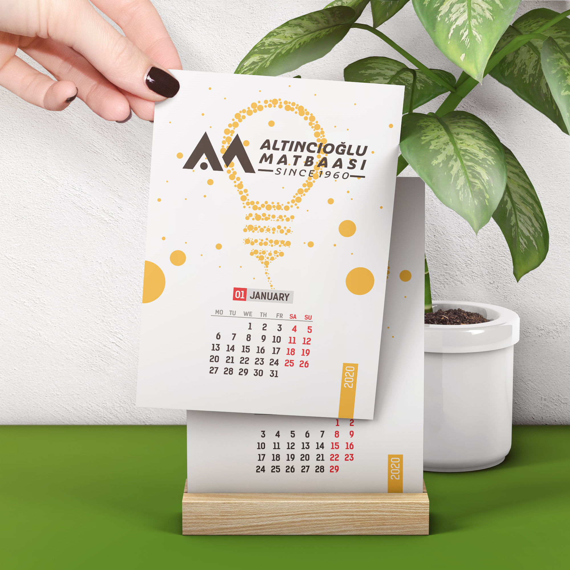 Masaüstü Ahşap Altlıklı Takvim